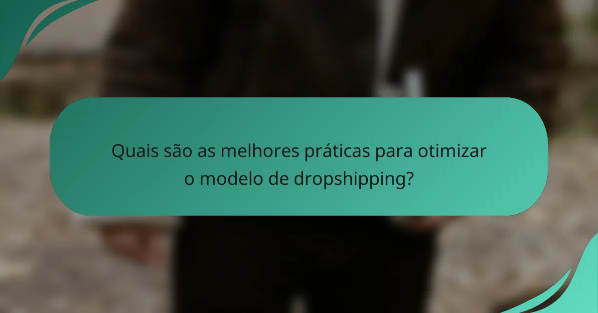 Quais são as melhores práticas para otimizar o modelo de dropshipping?